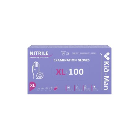 Manusi de  nitril, XL, Violet, 100 buc, Kid-Man