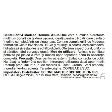 Lotiune pentru hidratare, calmare si controlul sebumului Madeca Homme All In One, 125 ml, Centellian 24 765650