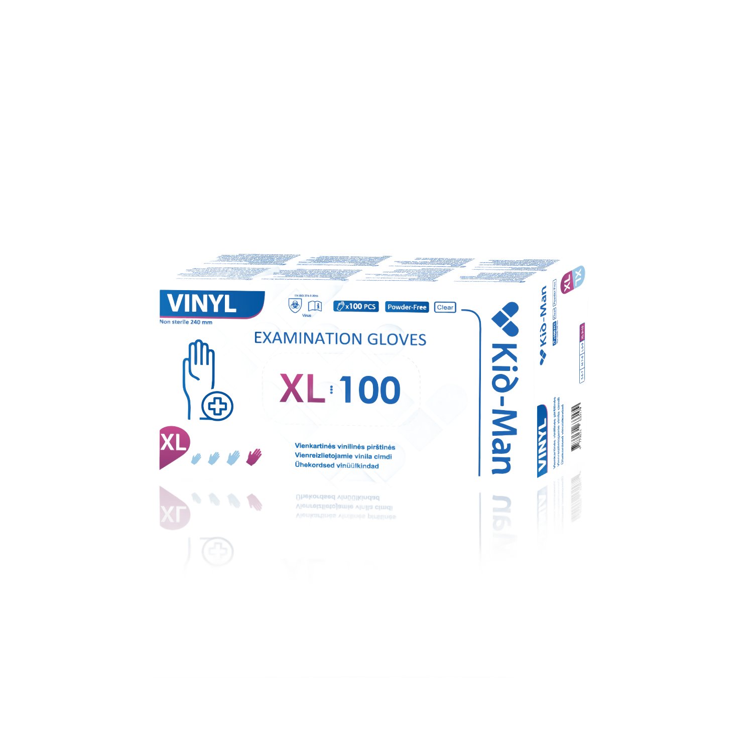 Manusi din vinil, XL, Transparent, 100 buc, Kid-Man