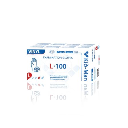 Manusi din vinil, L, Transparent, 100 buc, Kid-Man