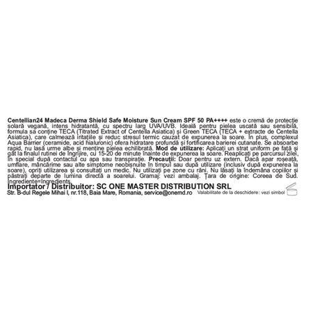 Crema hidratanta cu prorectie solara SPF50 PA++++ Madeca Derma Shield, 50 ml, Centellian 24 765778