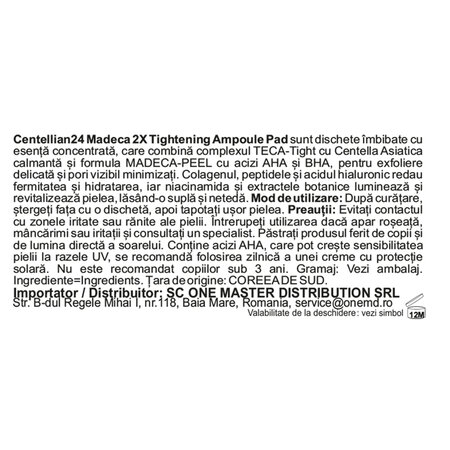 Dischete exfoliante si tonifiante Madeca 2X Tightening, 60 buc, Centellian 24 765794