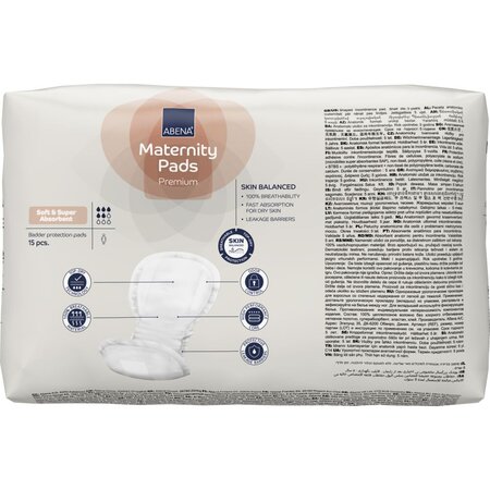 Absorbante anatomice Eco postnatale Maternity Pads Premium, 15 buc, Abena 766097