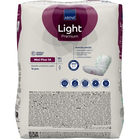 Absorbante anatomice Eco, MINI Plus1 A Light Premium, 16 buc, Abena 766121