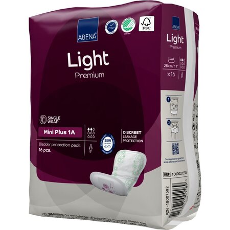 Absorbante anatomice Eco, MINI Plus1 A Light Premium, 16 buc, Abena 766117
