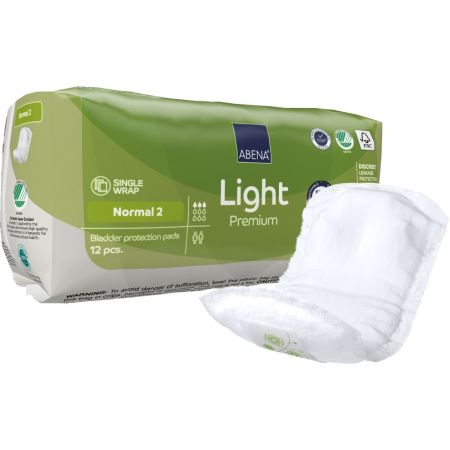 Absorbante anatomice Eco,  Normal 2 Light Premium, 12 buc, Abena