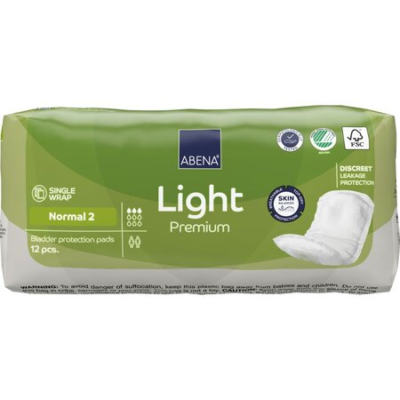 Absorbante anatomice Eco,  Normal 2 Light Premium, 12 buc, Abena 766208