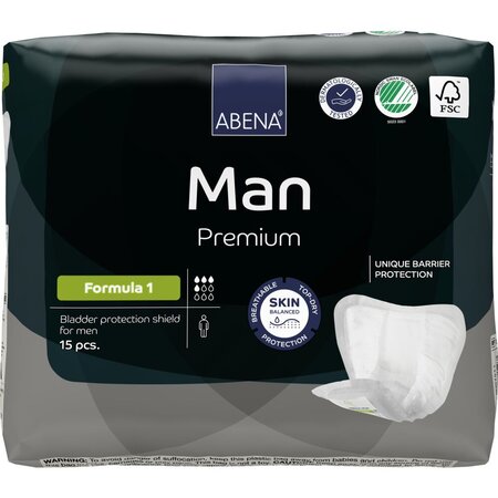 Absorbante anatomice Eco pentru barbati, Formula 1 Man Premium, 15 buc, Abena 766215