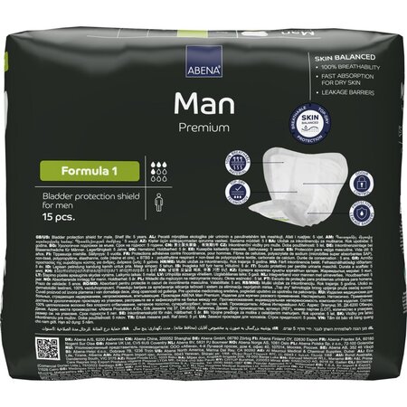 Absorbante anatomice Eco pentru barbati, Formula 1 Man Premium, 15 buc, Abena 766214