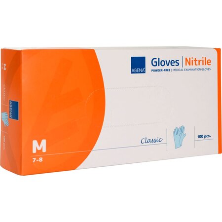 Manusi pentru examinare din nitril nepudrate, Marimea M, Albastre, 100 bucati, Abena 766252