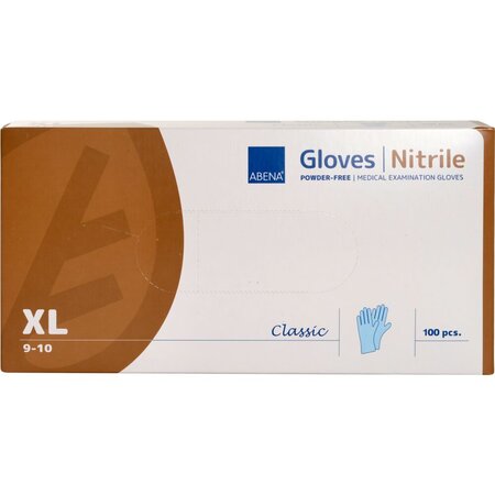 Manusi pentru examinare din nitril nepudrate, Marimea XL, Albastre, 100 bucati, Abena 766255