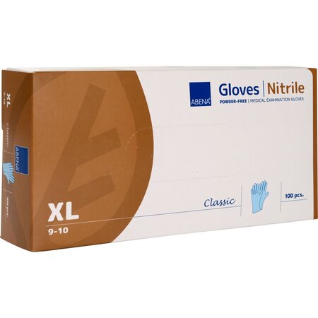 Manusi pentru examinare din nitril nepudrate, Marimea XL, Albastre, 100 bucati, Abena 766257
