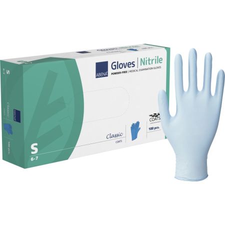 Manusi de examinare din nitril nepudrate, Marimea S, Albastre, Abena