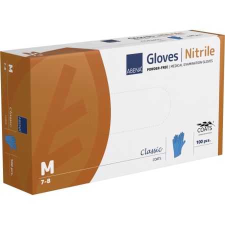 Manusi de examinare din nitril cu strat interior din fibra naturala de ovaz, nepudrate, Marimea M, Albastre, 100 bucati, Abena 766291