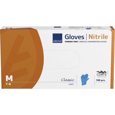 Manusi de examinare din nitril cu strat interior din fibra naturala de ovaz, nepudrate, Marimea M, Albastre, 100 bucati, Abena 766289