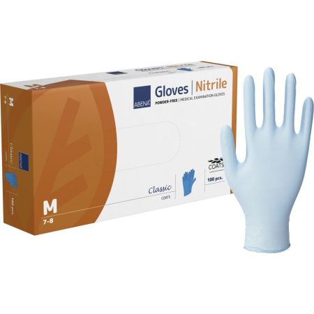 Manusi de examinare din nitril nepudrate, Marimea M, Albastre, 100 buc, Abena
