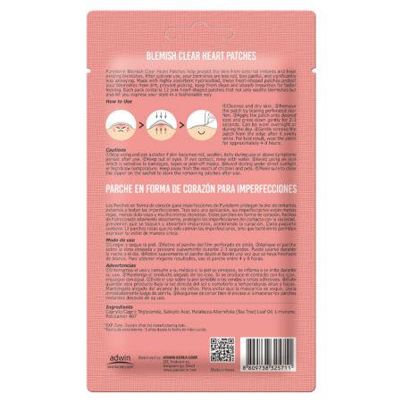 Plasturi anti-acnee cu hidrocoloid in forma de inima, 12 bucati, Purederm 766434