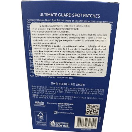 Plasturi transparenti anti-acnee cu acid salicilic, Ultimate Guard, 36 bucati, Purederm 766442