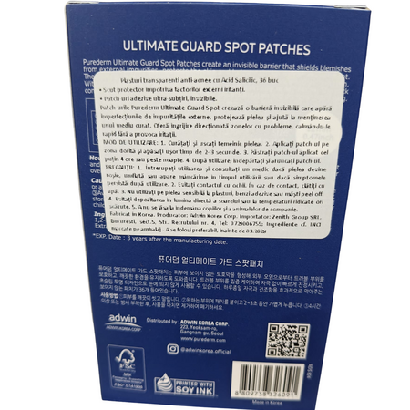 Plasturi transparenti anti-acnee cu acid salicilic, Ultimate Guard, 36 bucati, Purederm 766442
