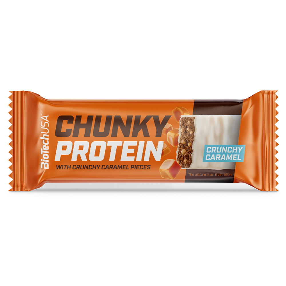Baton proteic Chunky Protein, Caramel, 50 g, BioTechUSA