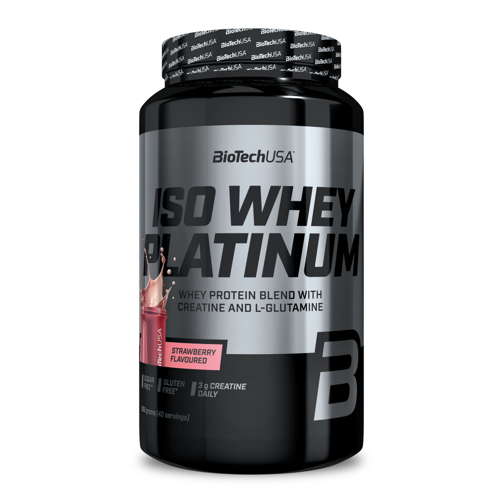 Pudra proteica Iso Whey Platinum, Strawberry, 908 g, BioTechUSA