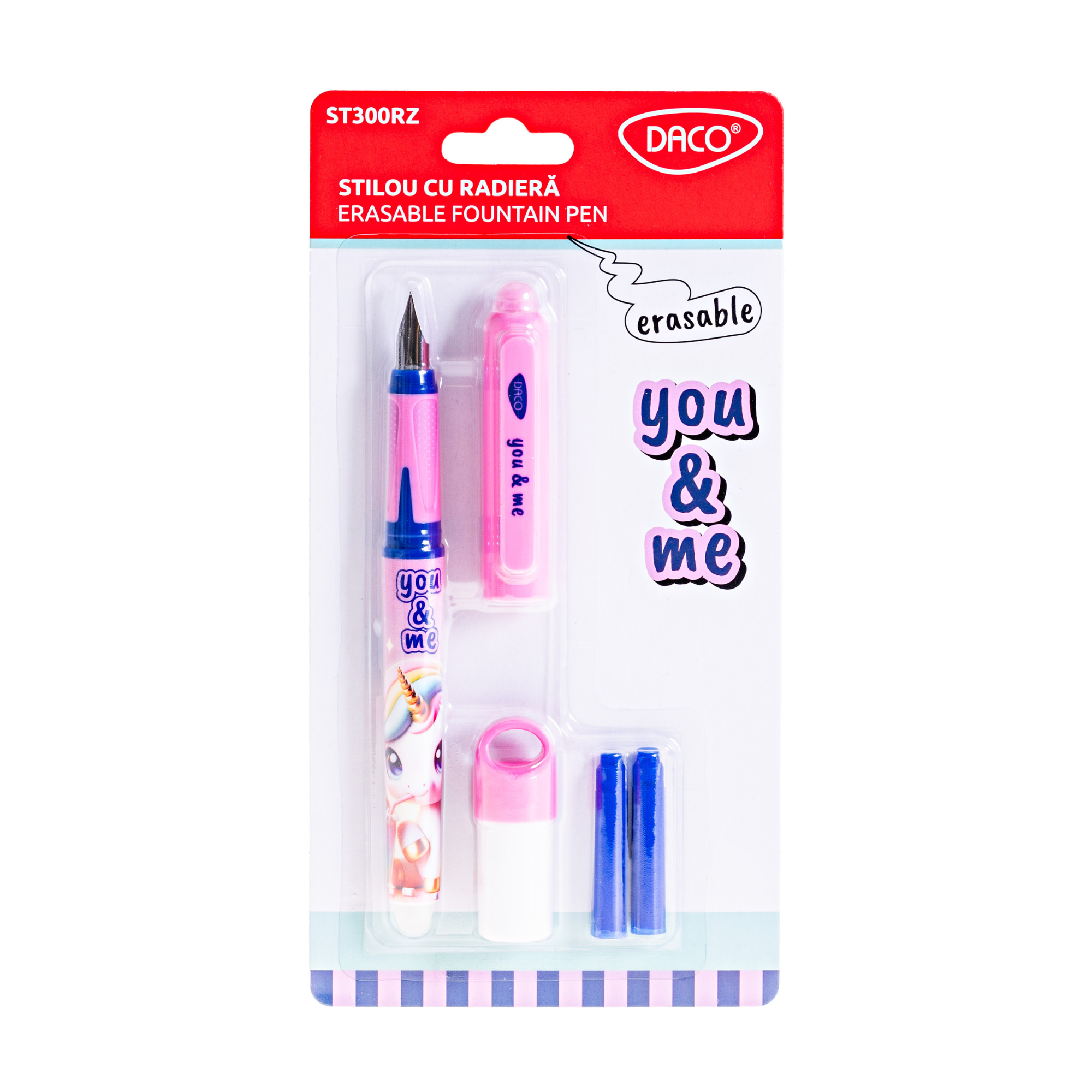 Stilou cu radiera You & Me, Roz, Daco