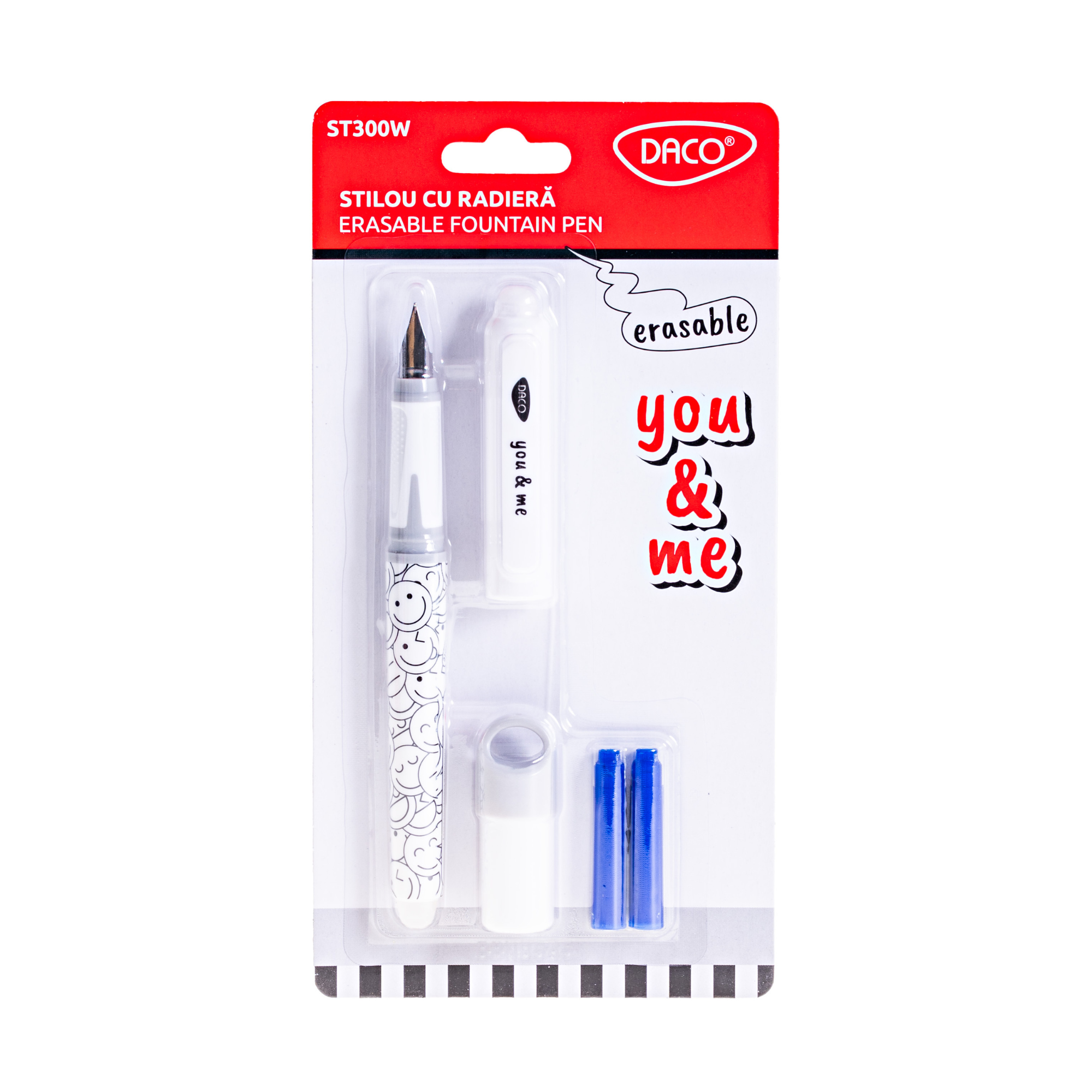 Stilou cu radiera You & Me, Alb, Daco