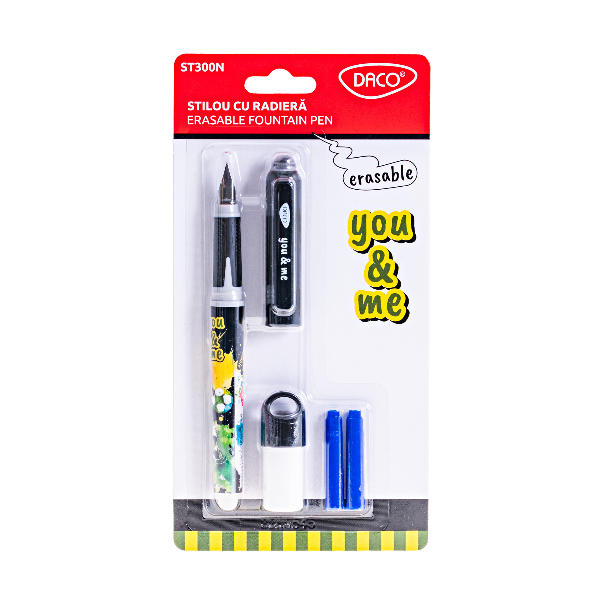 Stilou cu radiera You & Me, Negru, Daco