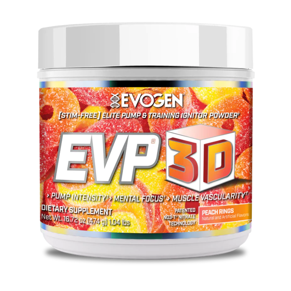 Pre-Workout fara Cafeina EVP 3D, Peach Rings, 620 g, Evogen