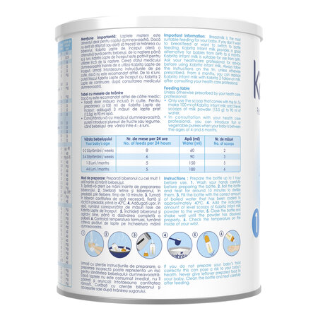 Formula pe baza de lapte praf de capra, 0-6 luni, 800 g, Kabrita 1 767231