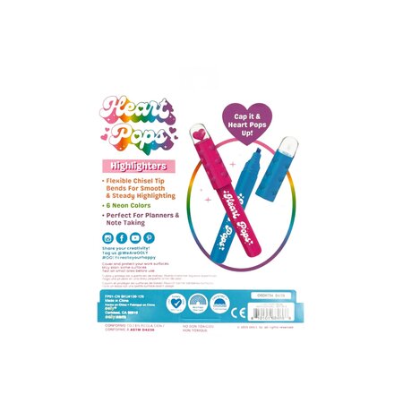 Set Markere, Inimioare, Heart Pops, 6 buc, Ooly 767380