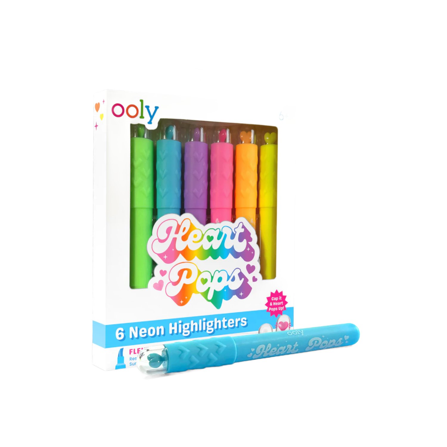 Set Markere, Inimioare, Heart Pops, 6 buc, Ooly