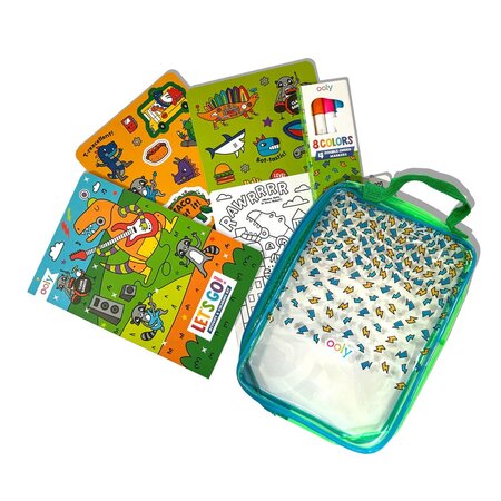 Kit portabil de activitati si colorat, Dinozauri Roboti, Ooly 767574