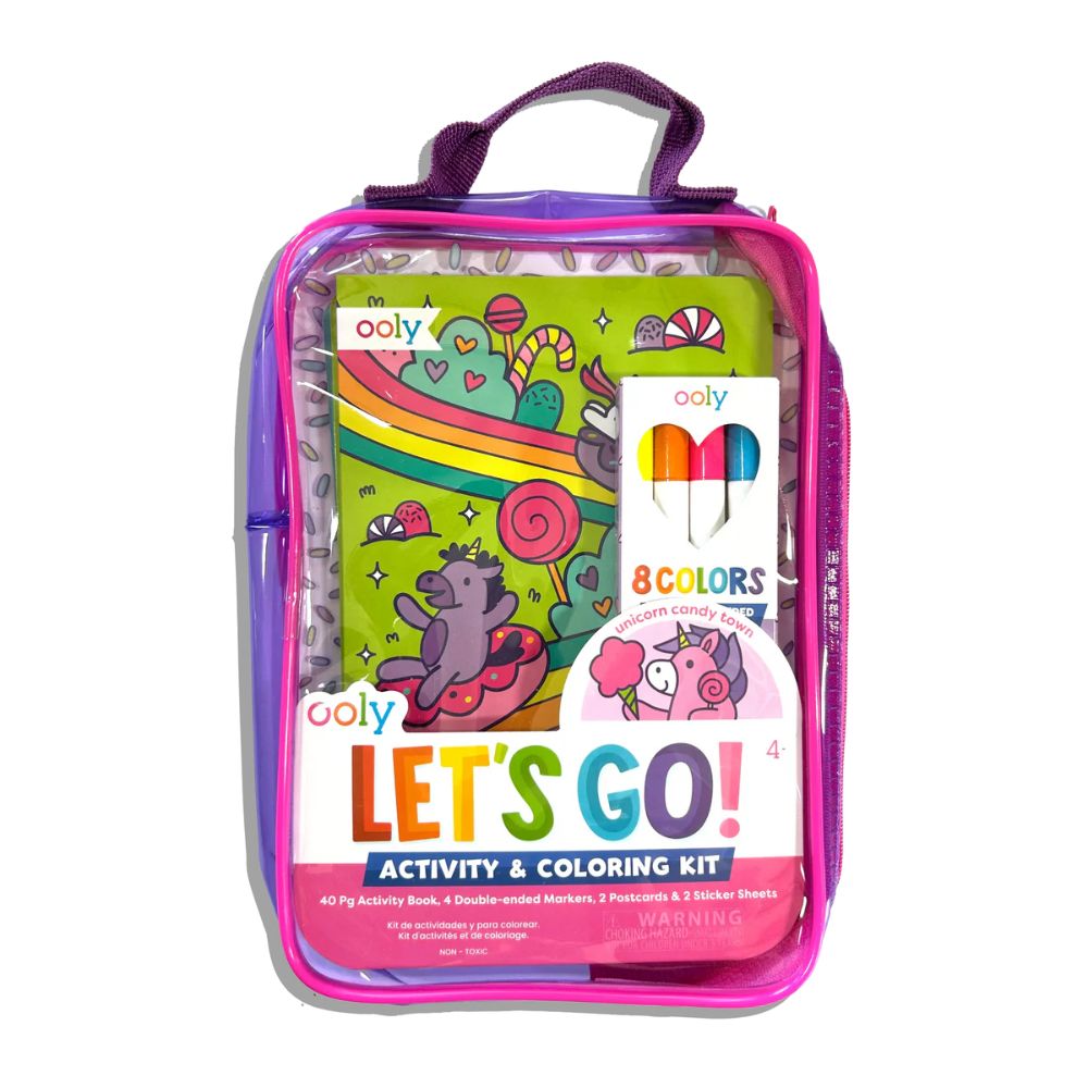 Kit portabil de activitati si colorat, Unicorni - Let's Go! Unicorn Candy Town, Ooly