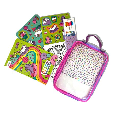 Kit portabil de activitati si colorat, Unicorni - Let's Go! Unicorn Candy Town, Ooly 767643