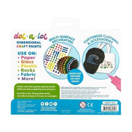 Vopsea 3D pentru tehnica punctului, Dot-a-Lot, 8 culori, Ooly 767655