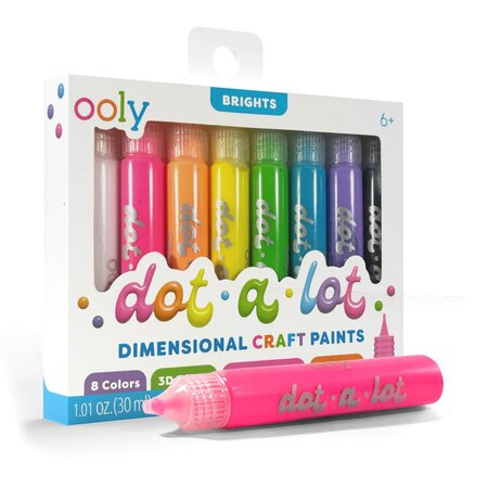Vopsea 3D pentru tehnica punctului, Dot-a-Lot, 8 culori, Ooly 767658