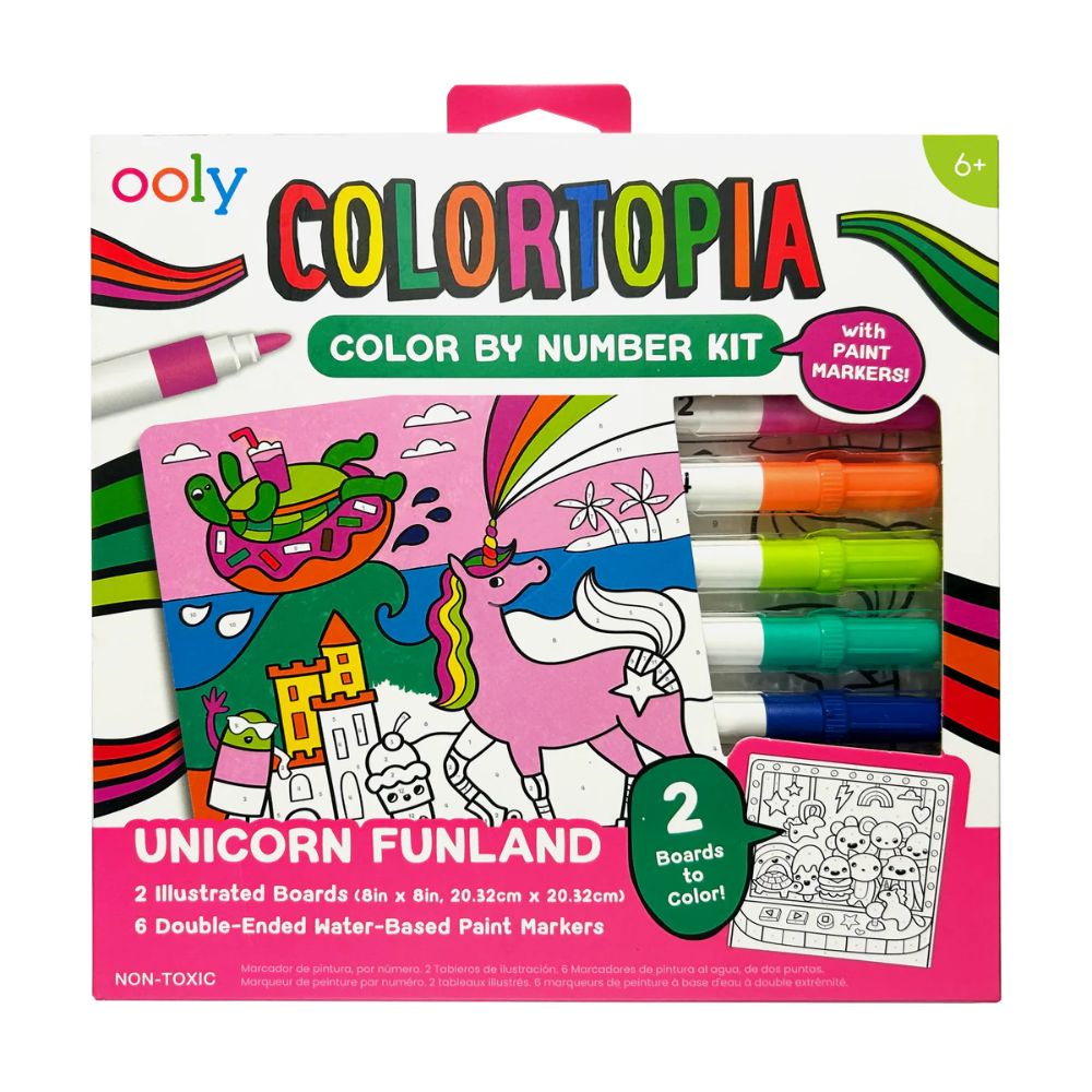 Set creativ de pictura dupa numere cu markere Colortopia, Taramul Unicornilor, Ooly
