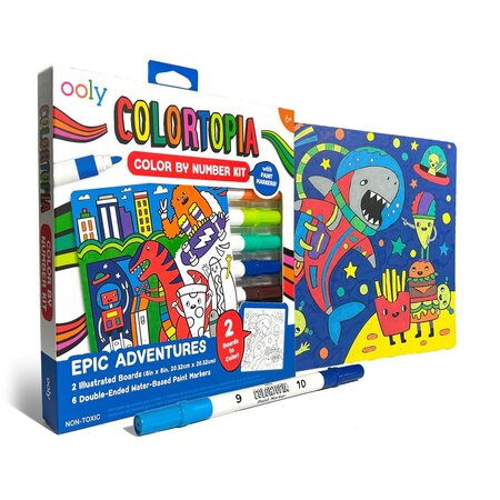 Set creativ de pictura dupa numere cu markere Colortopia, Aventuri Epice, Ooly 767725