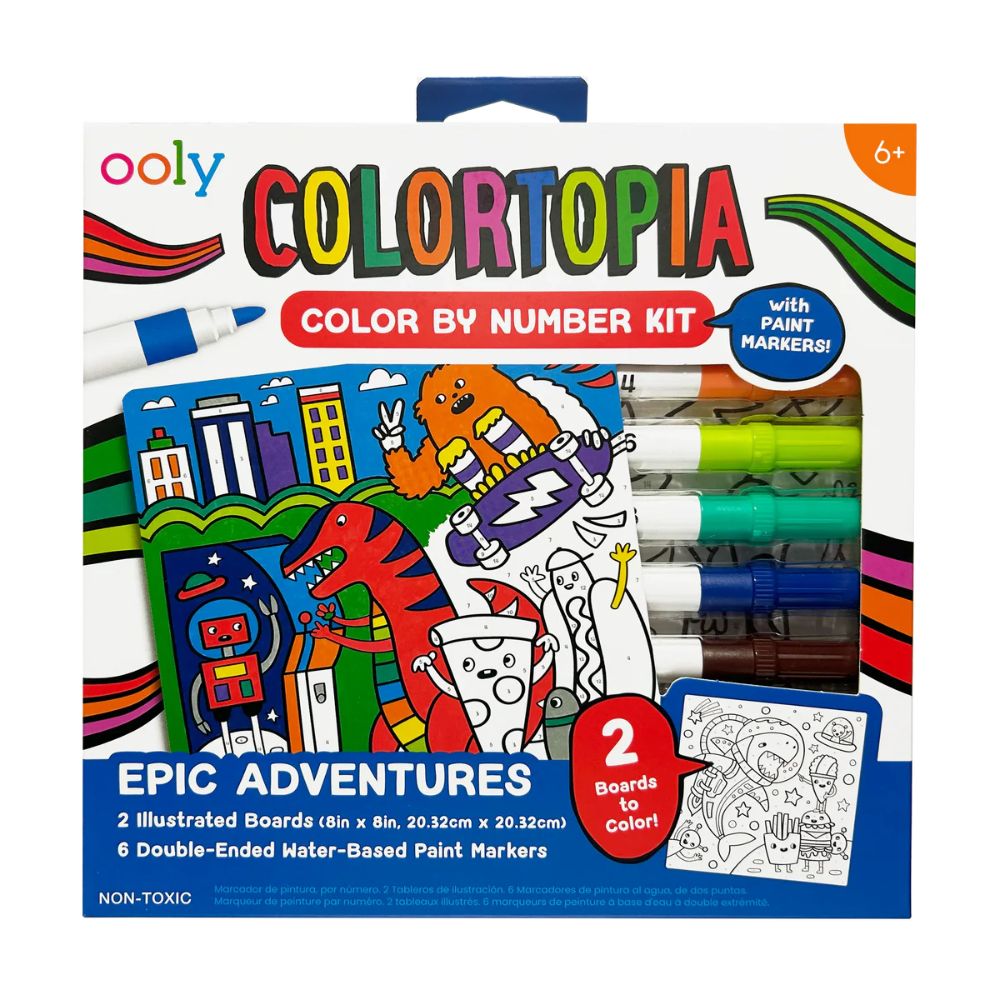 Set creativ de pictura dupa numere cu markere Colortopia, Aventuri Epice, Ooly