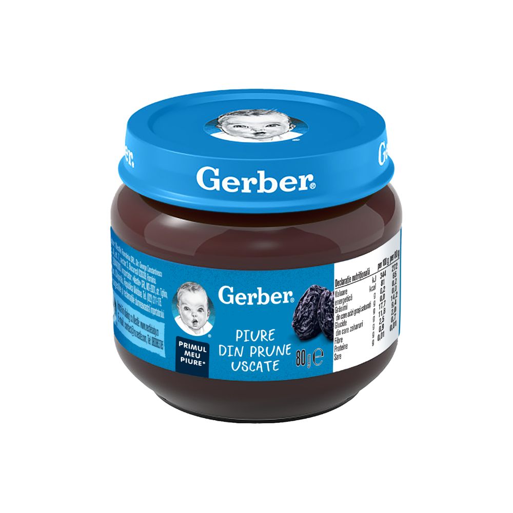 Piure natural de prune, 80 g, Gerber