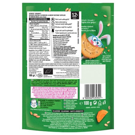 Biscuiti organici cu morcov, 100 g, Gerber 768099