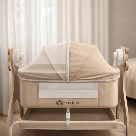Patut Multifunctional cu leganare electrica sunete si Bluetooth Buggy, 0-12 luni, AppeKids 768476