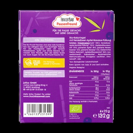Batoane Bio, spelta, afine, mar, banana, 3 ani+, 6x22 g, Fruchtbar 768687