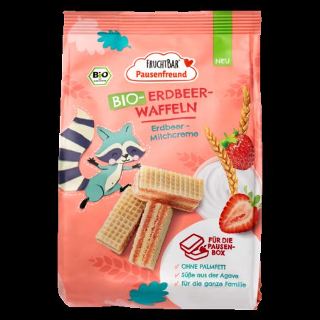 Napolitane Bio cu capsuni si crema de lapte, 3 ani+, 100 g, Fruchtbar