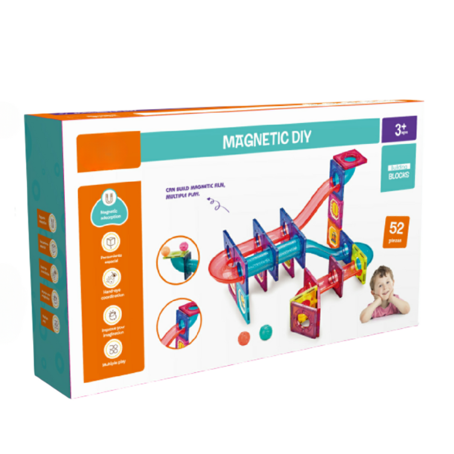 Joc Labirintul meu magnetic, 3 ani+, 52 piese, Bufnitel