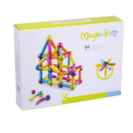 Set de constructie magnetic cu forme 3D, 3 ani+, 84 piese, Bufnitel