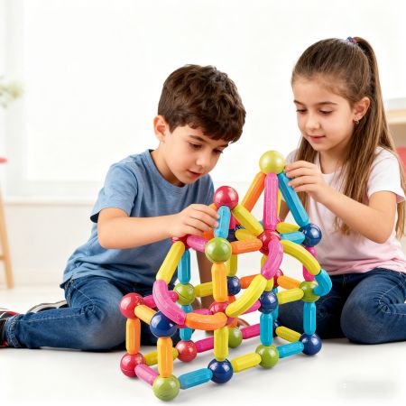 Set de constructie magnetic cu forme 3D, 3 ani+, 84 piese, Bufnitel 768773