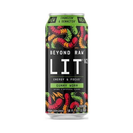 Bautura Pre Workout RTD Beyond Raw Lit, Gummy Worm, 437 ml, GNC