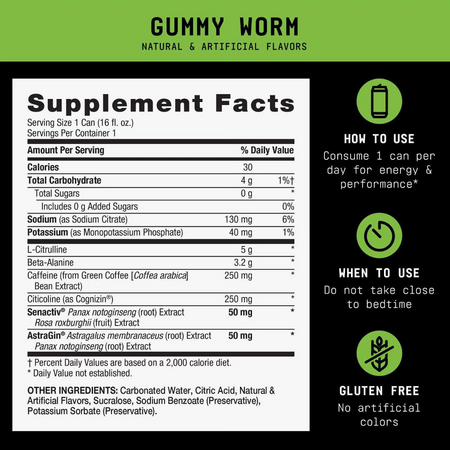 Bautura Pre Workout RTD Beyond Raw Lit, Gummy Worm, 437 ml, GNC 820684